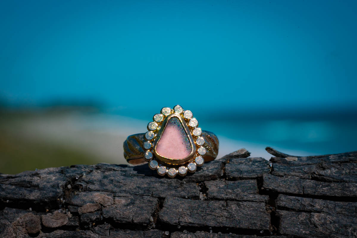 Sun Rays Sea Glass Ring