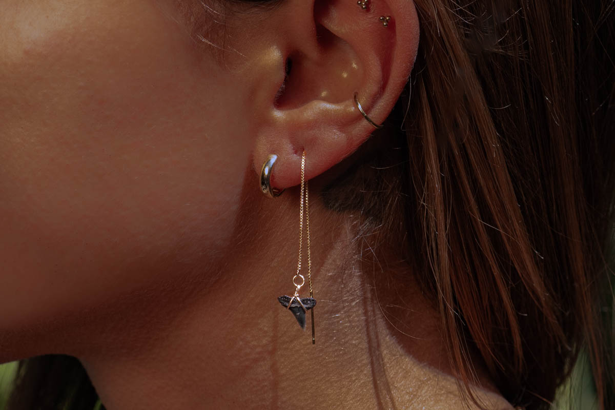 Threader Shark Tooth Earrings