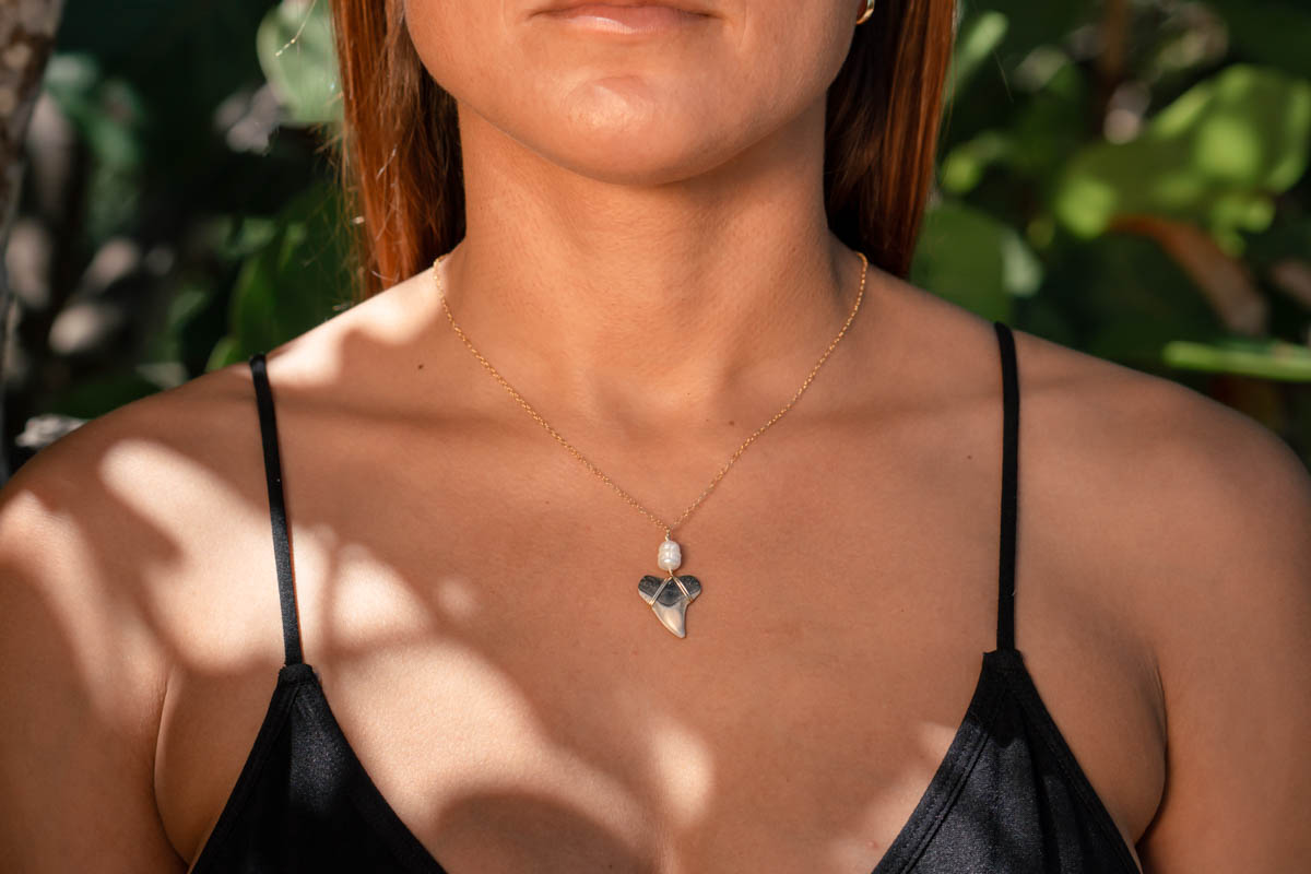 Shark Tooth Necklace with Pearl - Image 3