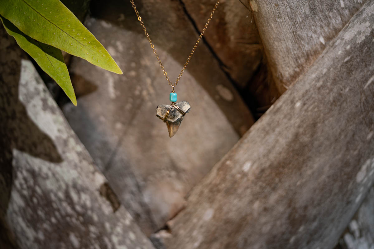 Turquoise Beaded Shark Tooth Necklace - Image 4
